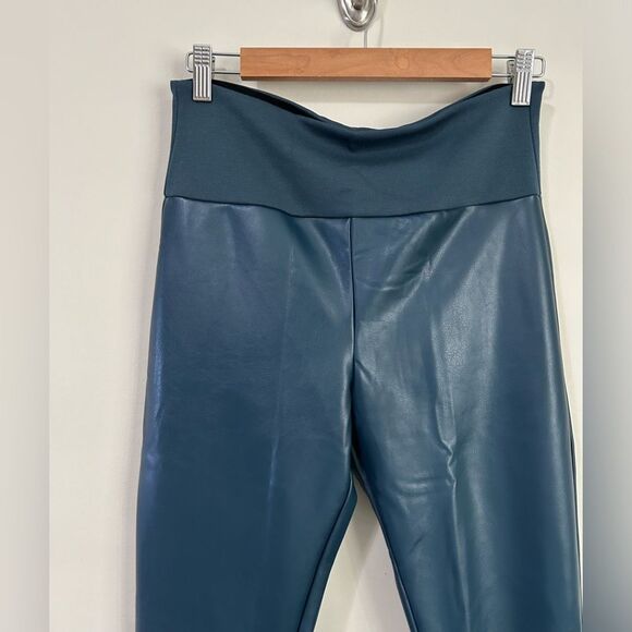 Assets by Spanx Faux Leather Shaping Leggings Pants Sea Blue - Picture 5 of 10